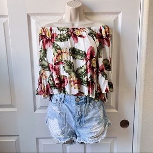 Show me your mini off the shoulder palm crop top